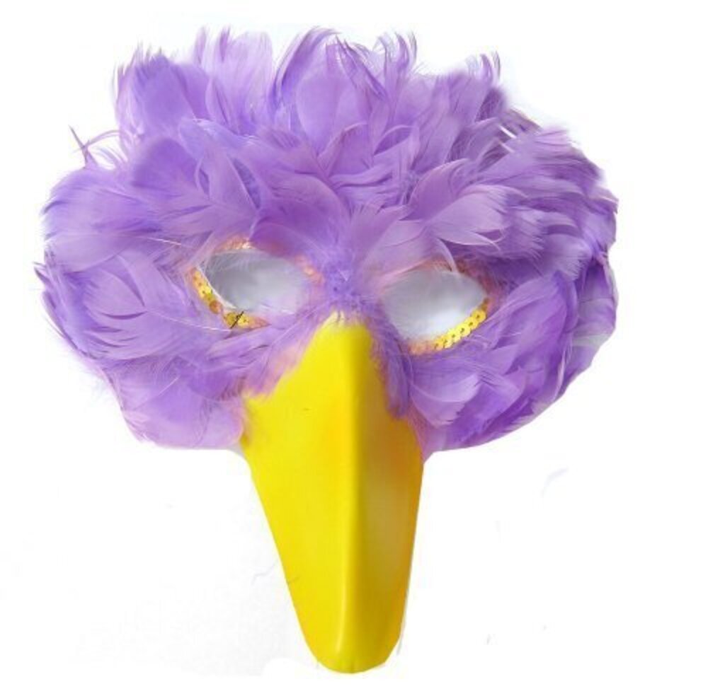 3577 TM Light Purple Lavender Feather Bird Mask with Yellow Beak